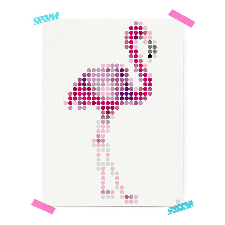 Pixelart - Klebeposter 'flamingo'