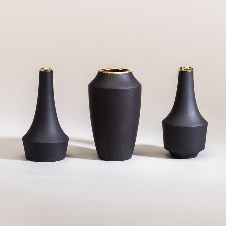Mini-Vasen-Set mit Goldrand