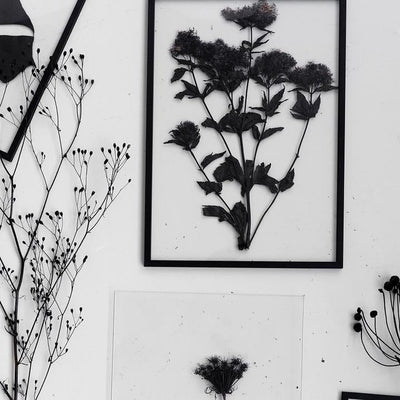 schwarzer Rahmen mir verschiedenen schwarzen Blumen