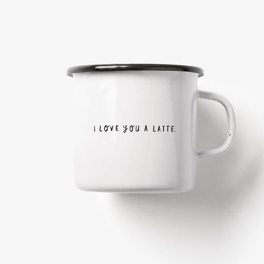 Emaillebecher 'Love You A Latte'